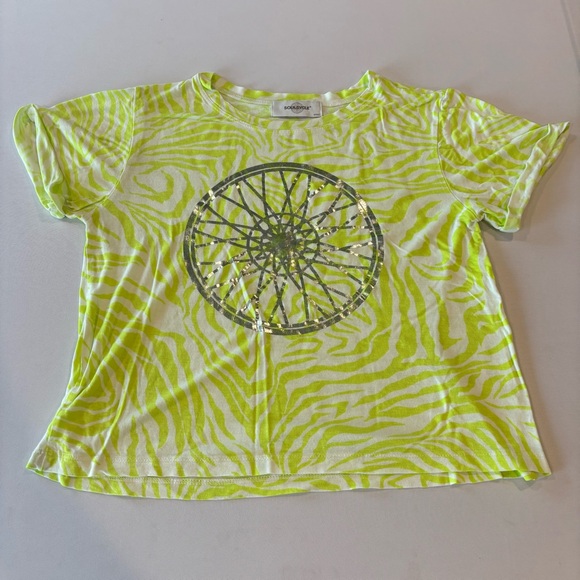 SOUL CYCLE Neon Yellow Women’s Cropped Athletic T-shirt with Logo Size Small - Picture 3 of 10